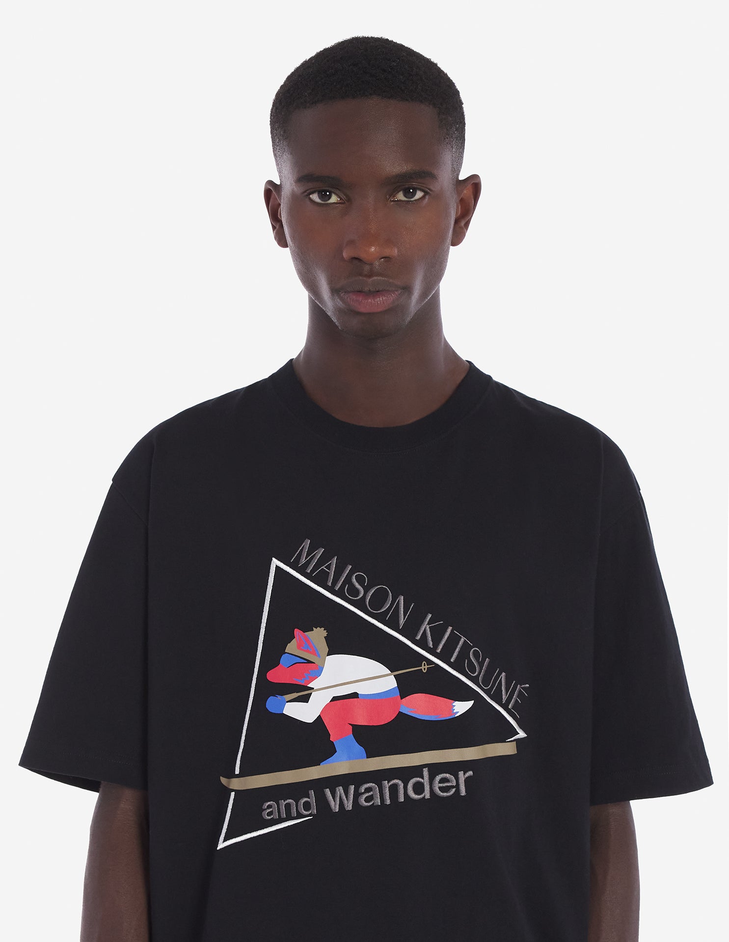 Unisex | Skiing Fox Dry Cotton Tee-Shirt | Black