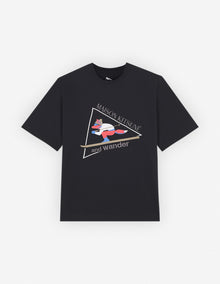 Unisex | Skiing Fox Dry Cotton Tee-Shirt | Black