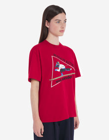 Unisex | Skiing Fox Dry Cotton Tee-Shirt | Red