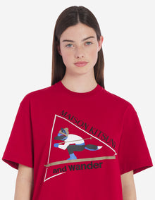 Unisex | Skiing Fox Dry Cotton Tee-Shirt | Red
