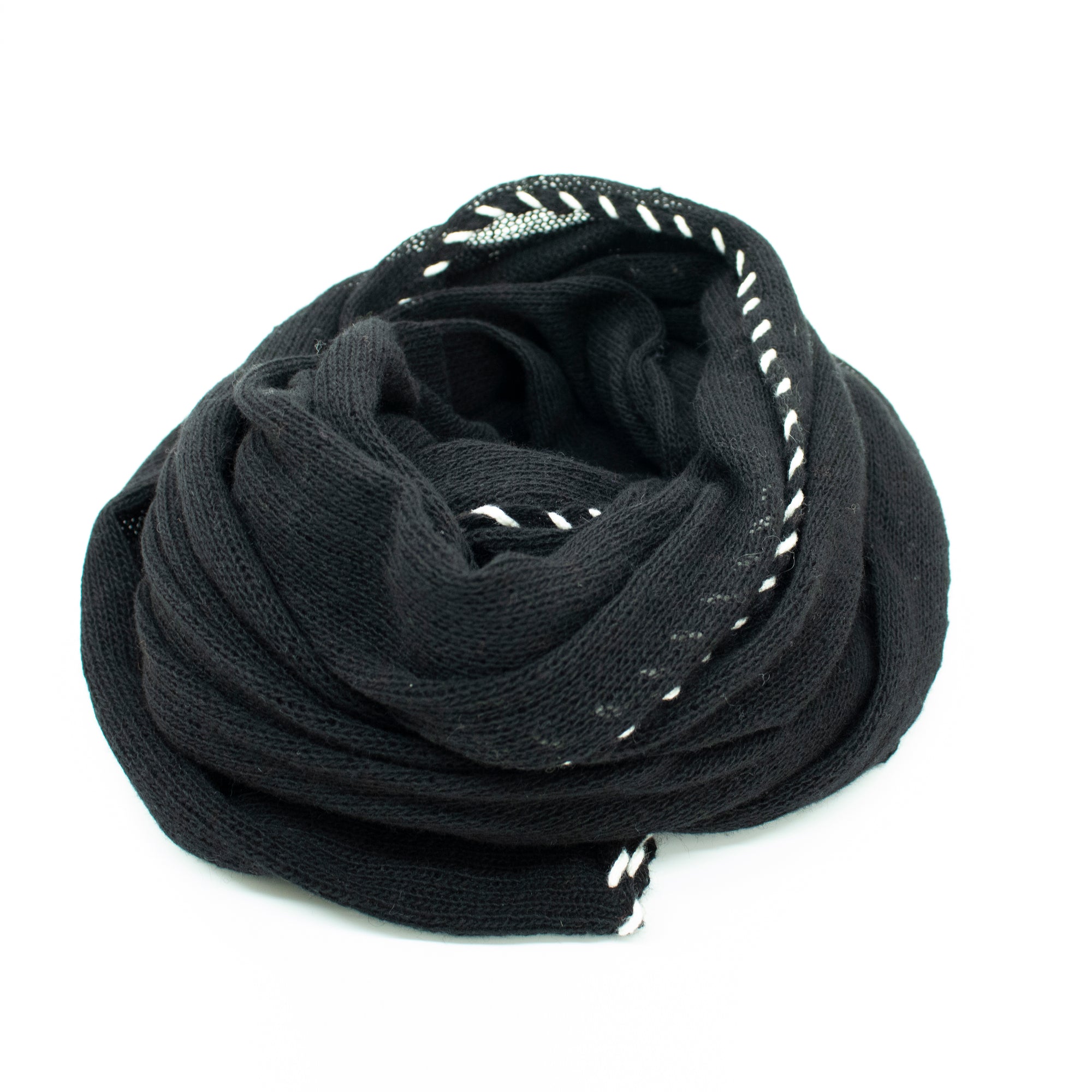 Womens | Wrap with Contrast Whipstitch | Black
