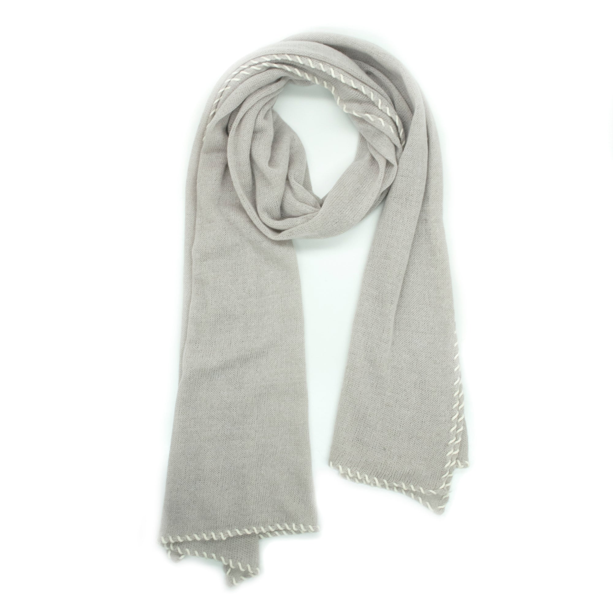 Womens | Wrap with Contrast Whipstitch | Pale Grey