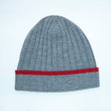 Unisex | Merino Ribbed Beanie | Grey/Red