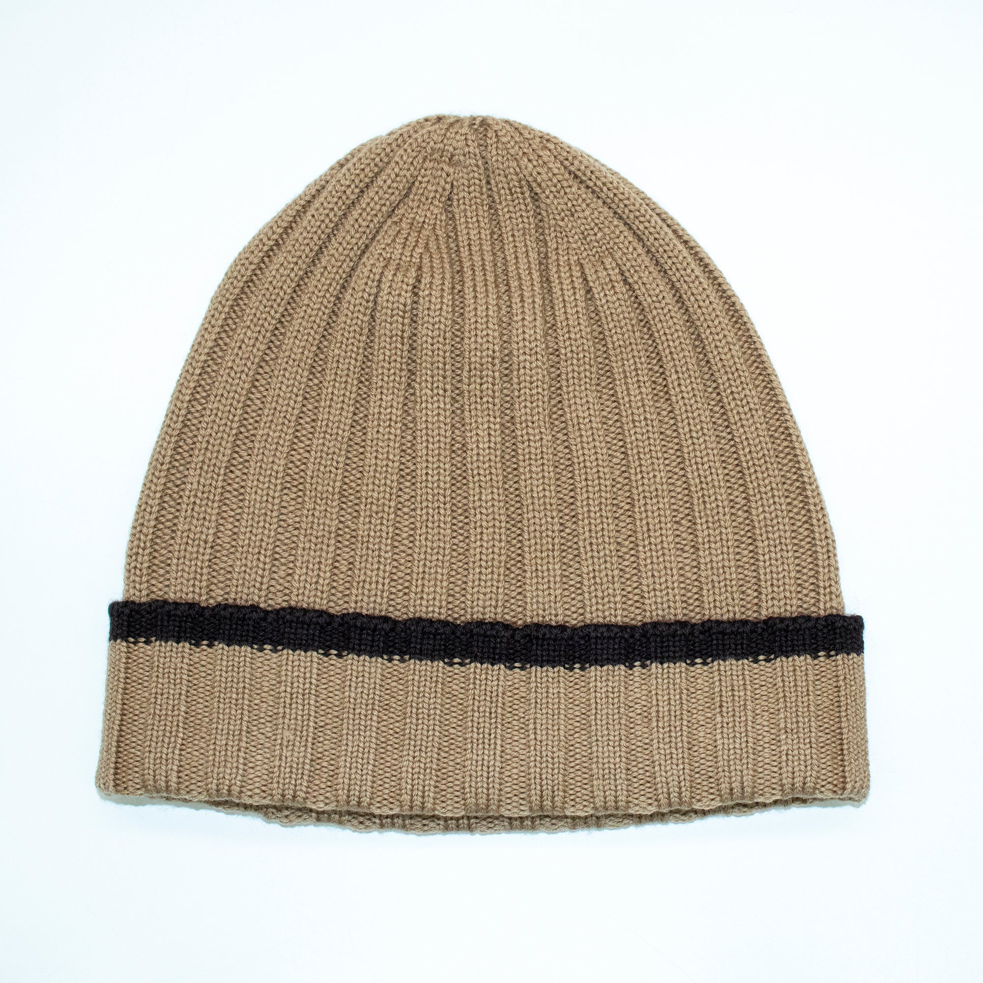 Unisex | Merino Ribbed Beanie | Camel/Espresso