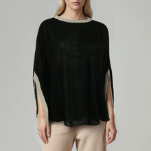 Womens | Color Block Poncho | Black