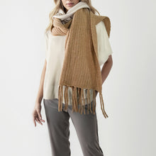 Womens | Chunky Ribbed Wrap with Fringes | Camel