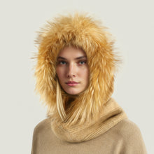 Womens | Cashmere Hood with Fur | Cammello Chiaro