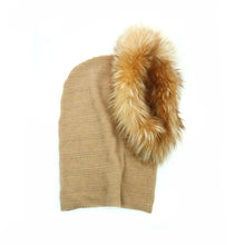 Womens | Cashmere Hood with Fur | Cammello Chiaro