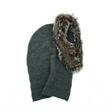 Womens | Cashmere Hood with Fur | Medium Grey