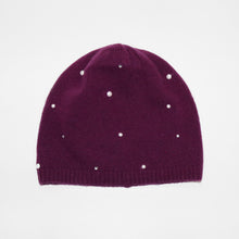 Womens | Cashmere Beanie with Pearls And Crystals | SK Damson