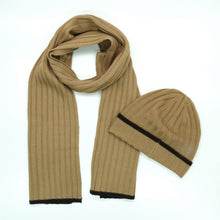 Unisex | Merino Ribbed Scarf | Camel/Espresso