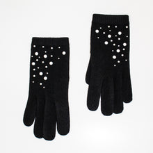 Womens | Cashmere Gloves with Pearls And Crystals | Black