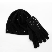 Womens | Cashmere Gloves with Pearls And Crystals | Black