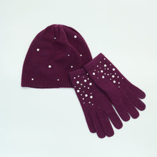 Womens | Cashmere Gloves with Pearls And Crystals | SK Damson