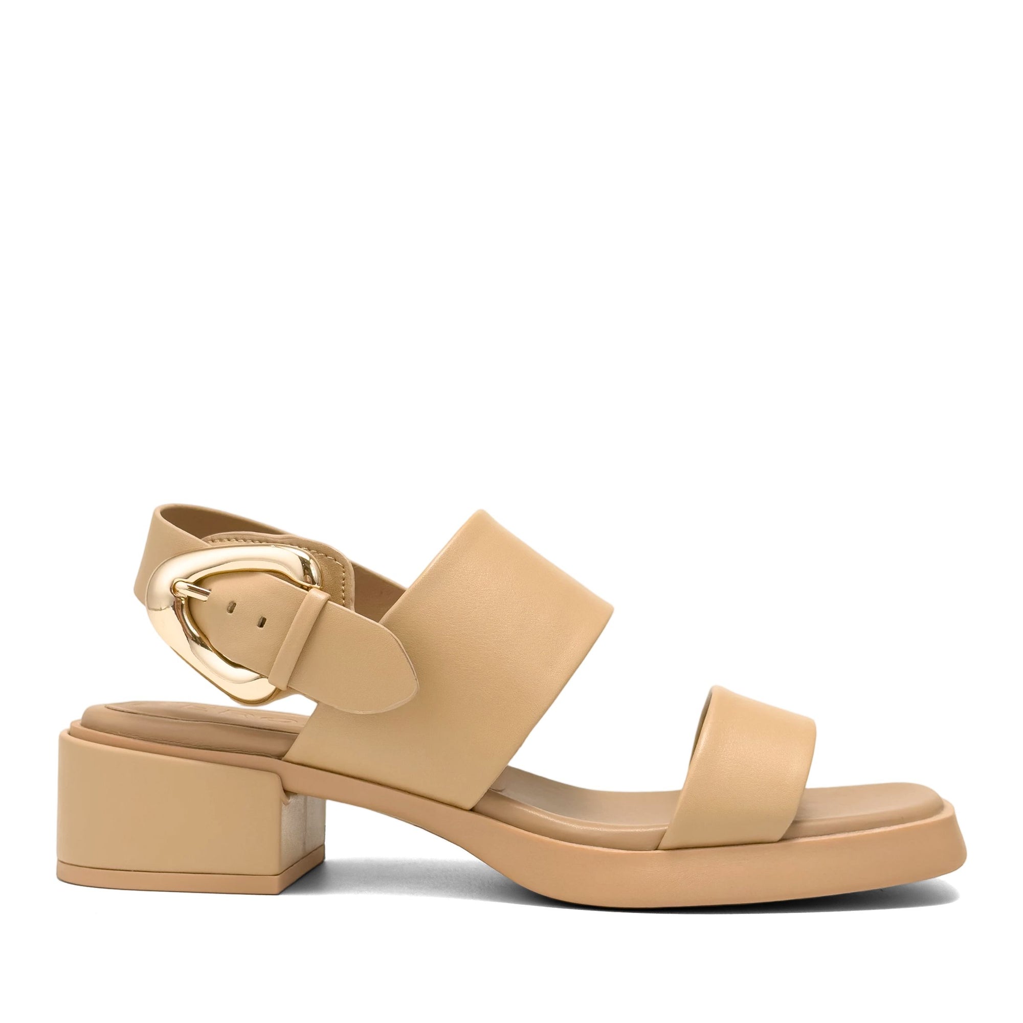 Dantay Sandal Block Heel | Beige Bisque Faux Soft Nappa