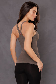 Women | Deep Double V Workout Tank | Charcoal/Woodsmoke