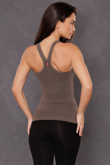 Women | Deep Double V Workout Tank | Charcoal/Woodsmoke