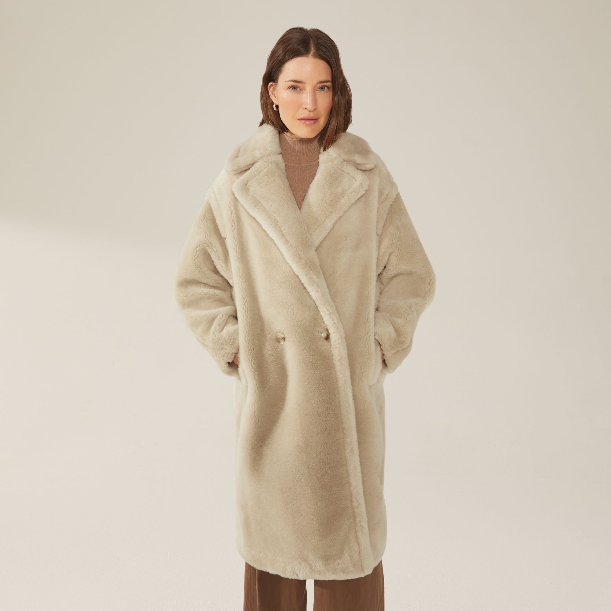 Womens | Charlotte Australian Wool Oversized Teddy Coat | Beige
