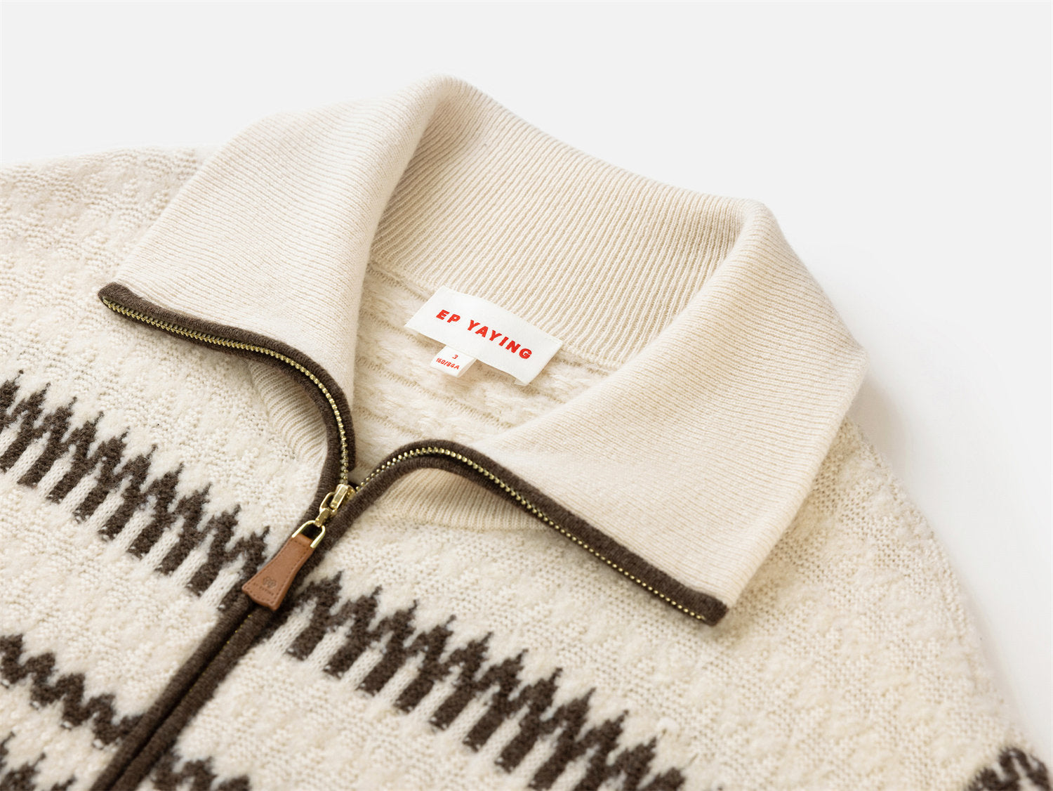 Yak Wool Ethnic-Style Zippered Collar Coat | Beige