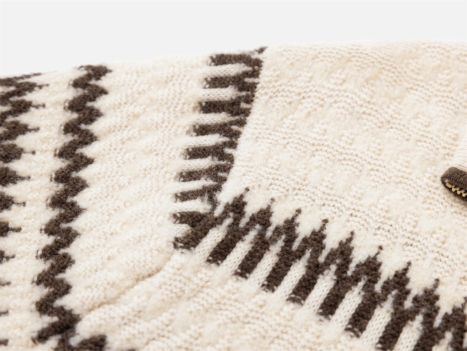 Yak Wool Ethnic-Style Zippered Collar Coat | Beige
