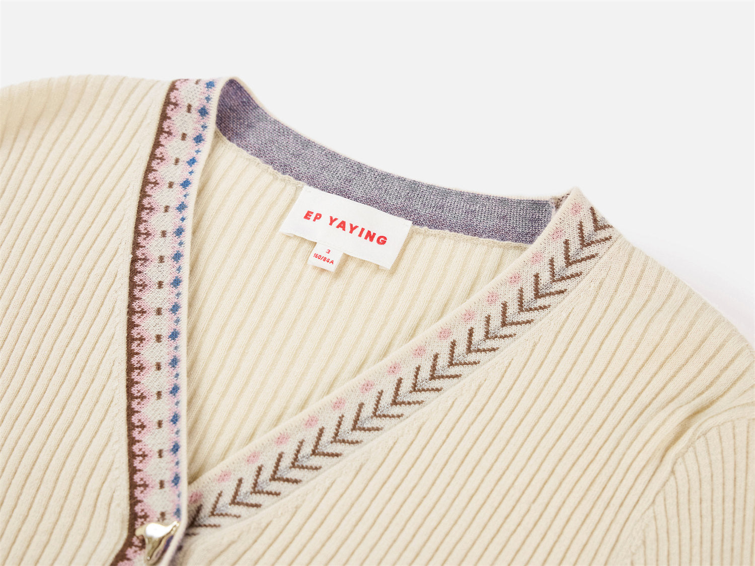 Yak Wool Ethnic-Style Jacquard Cardigan | Beige