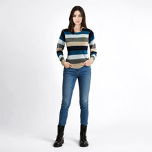 Womens | Cashmere Sweater In Multi Stripes | Blue Combo
