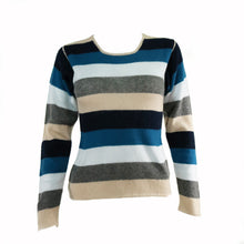 Womens | Cashmere Sweater In Multi Stripes | Blue Combo