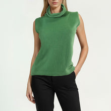 Womens | Cashmere Sleeveless Turtleneck Sweater | Garden Green
