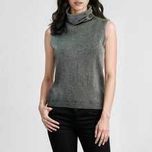 Womens | Cashmere Sleeveless Turtleneck Sweater | Medium Grey