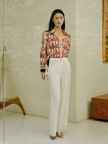 Silk Single Button Shirt | Red