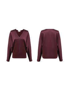 Long-Sleeved Blouse | Wine Red