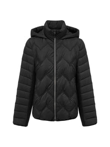 Knitted Panel Down Jacket | Black