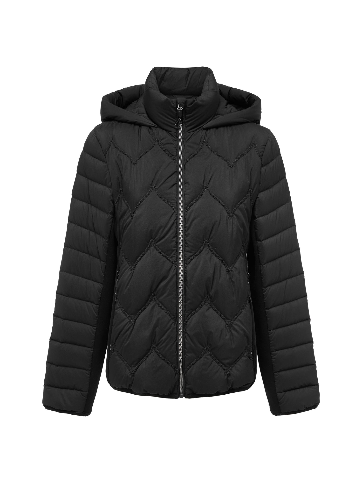 Knitted Panel Down Jacket | Black