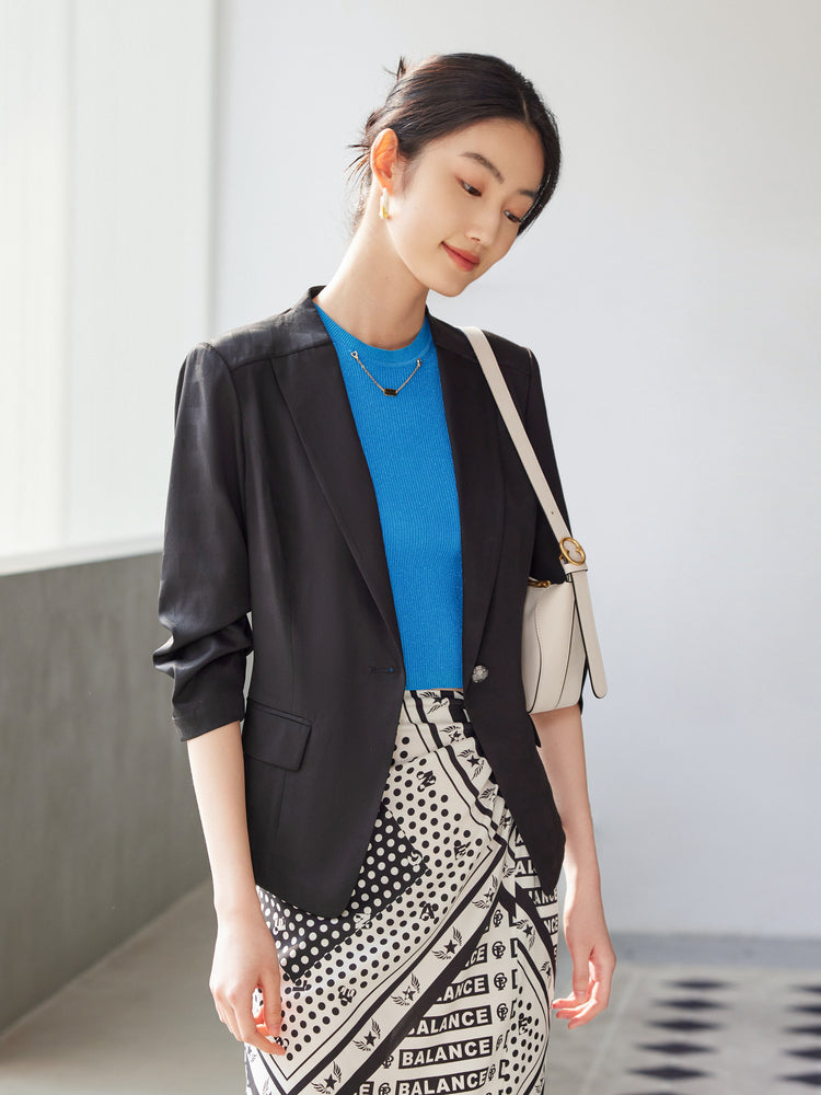 Mulberry Silk Blazer | Black