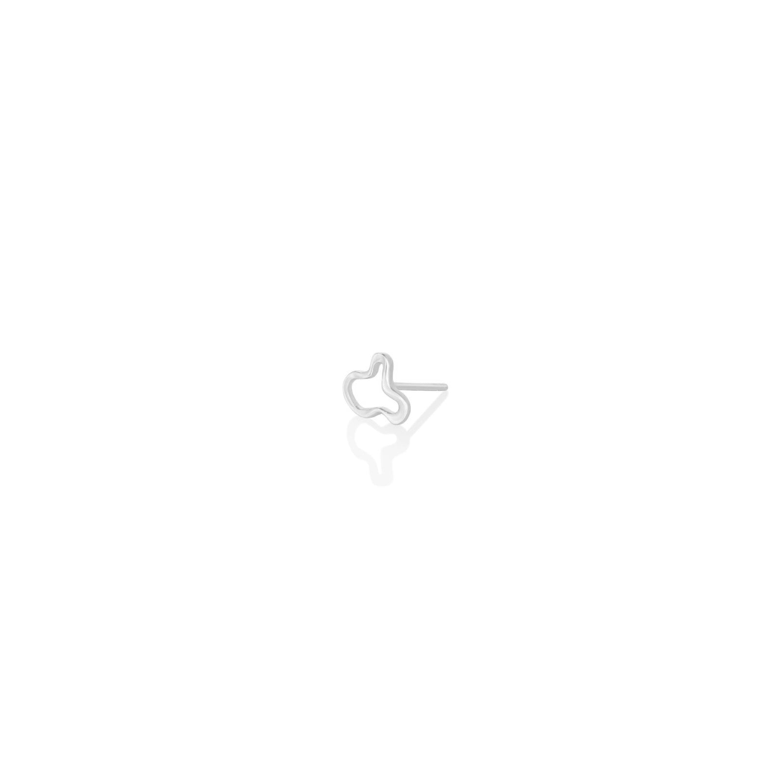 14k white gold Plain Ripple Stud Earring on a white background