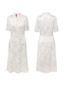 Short Sleeve Silk Dress | White