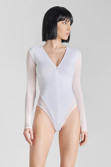 Thong body with zip - Pure tentation | White