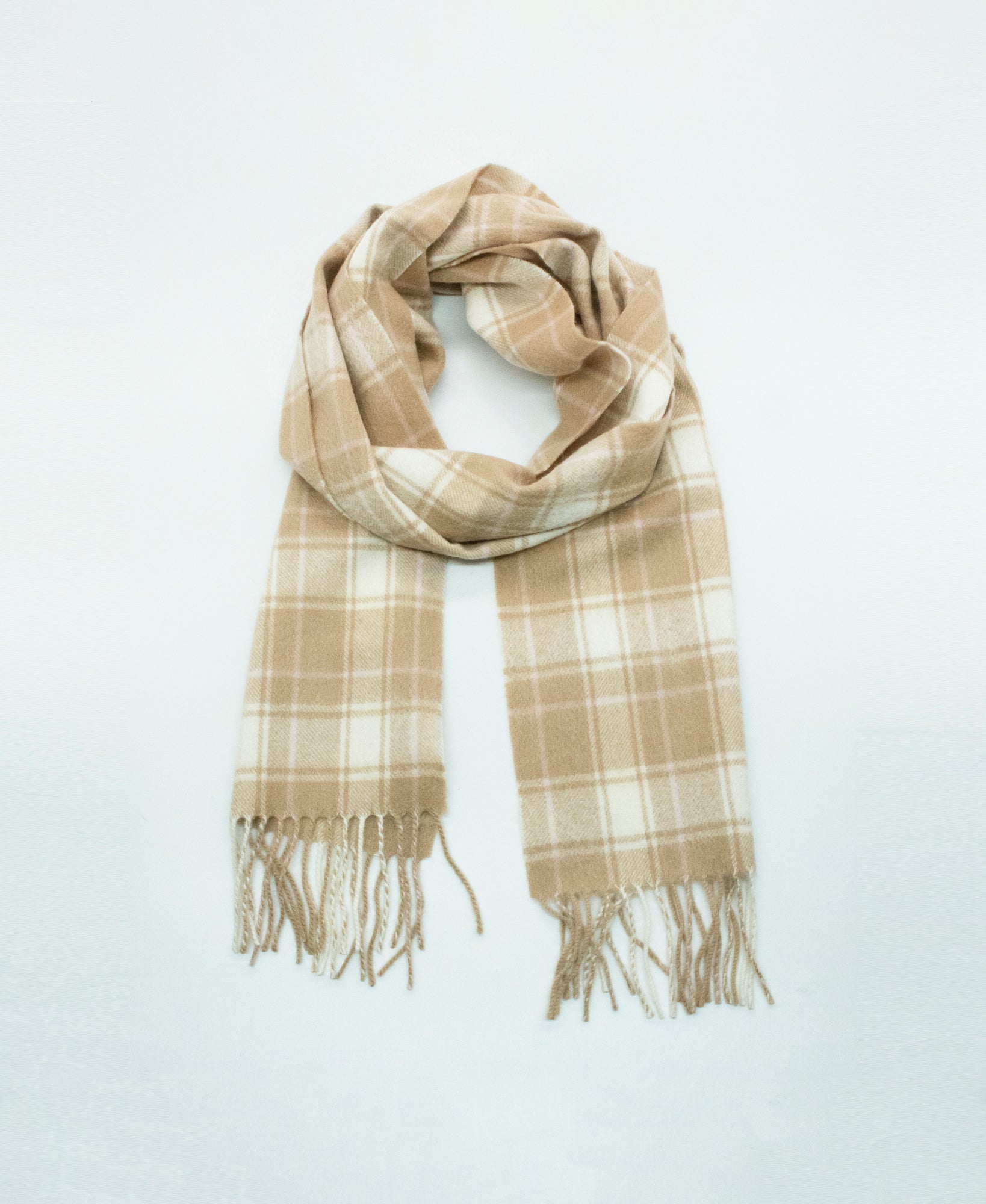 Unisex | Cashmere Scarf with Fringes | Small | Misty Rose Combo