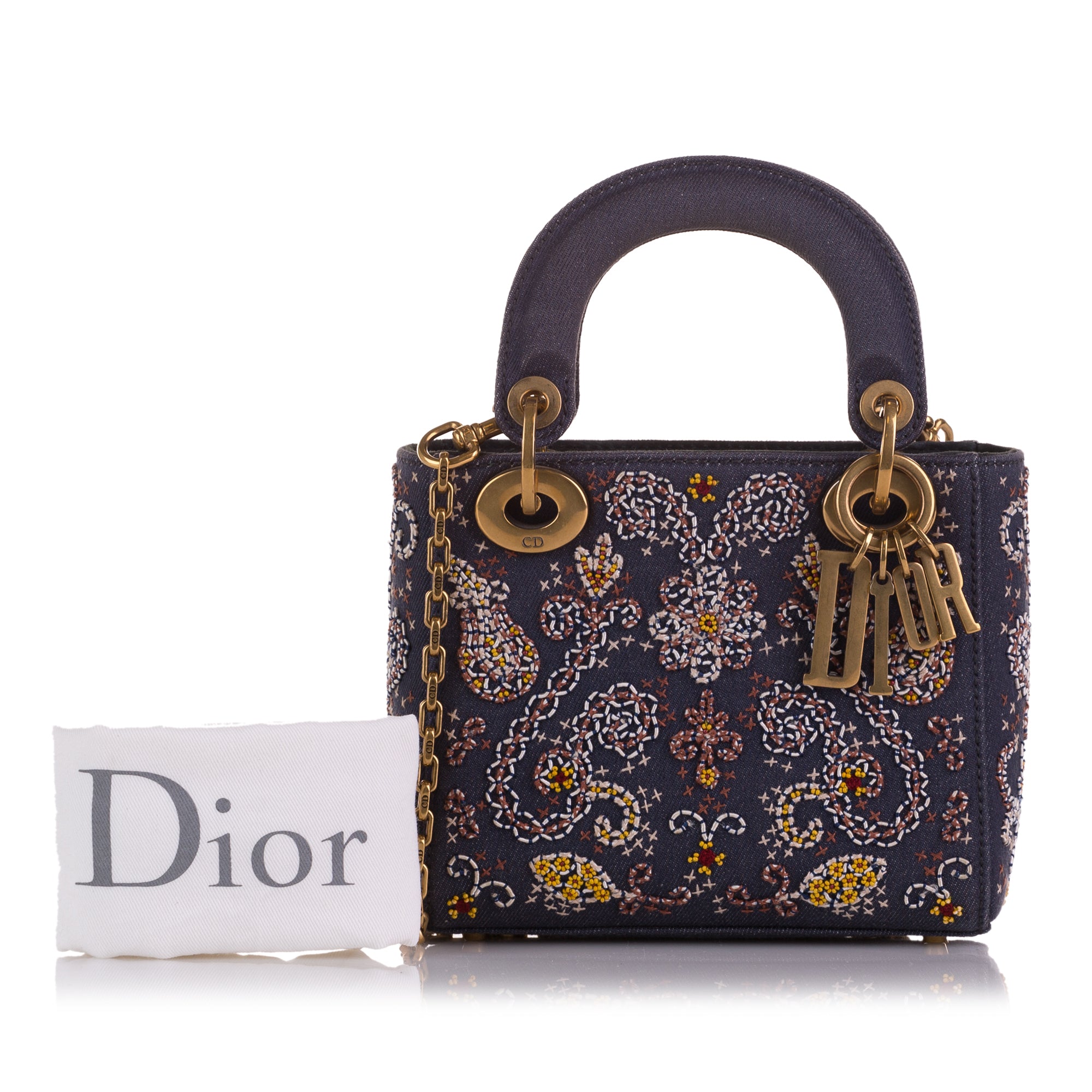 Dior Pre-Owned Mini Denim Embroidered Lady Dior | Women | Blue