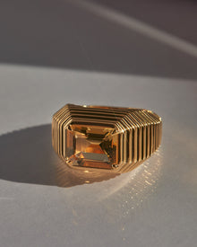 The Caroline Step - Cut Ring - Citrine | Gold Vermeil Plated Sterling Silver