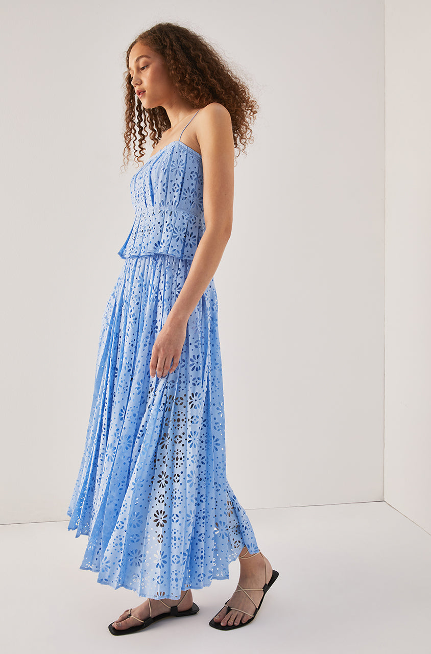 Geo Eyelet Pleated Skirt | Bluebird