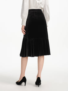 Velvet Mulberry Silk Midi Skirt | Black