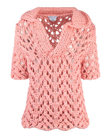 Bottega Veneta | Pink Crochet Knit Polo