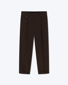 Mens | Gini Cotton Crepe Tailored Pants | Dark Brown