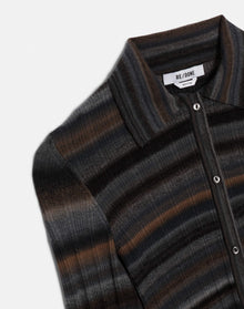 Womens | Ribbed Polo Cardi | Black Combo