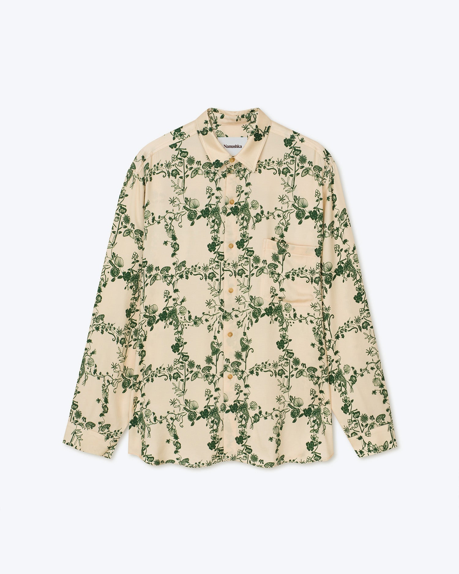 Mens | Jari  Ecovero Long-Sleeve Shirt | Floral Frame Green