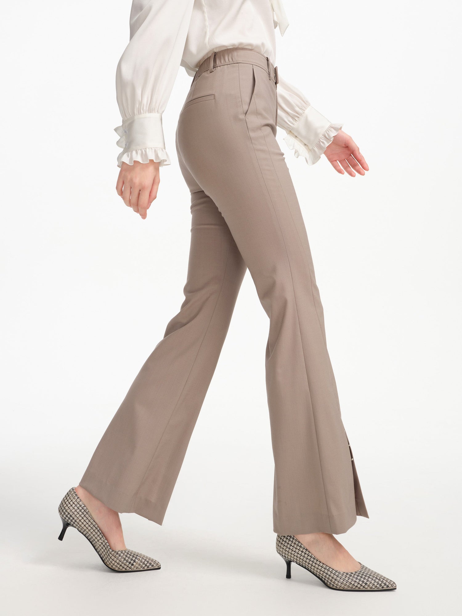 Wool Wide Leg Pants | Grey