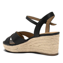Casarina Sandal Wedge | Black Faux Soft Nappa