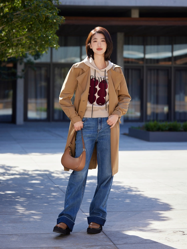 Mid-Length Trench Coat | Khaki