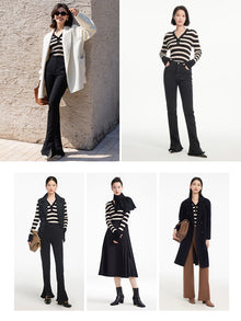 Stripes Wool Knit Top | Black